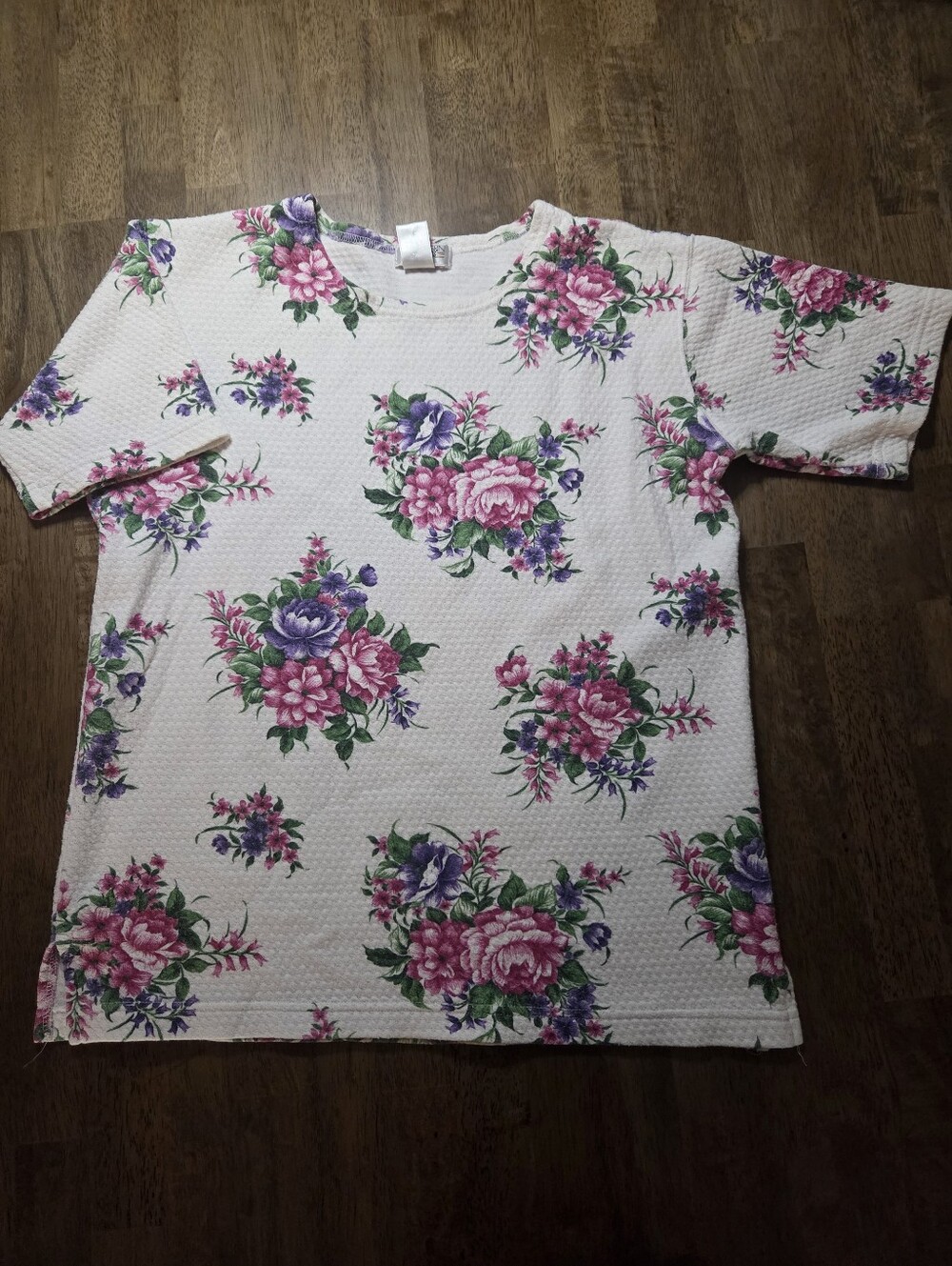 Textured Cotton Blend Vintage Floral Northern Spirit Short Sleeve Shirt